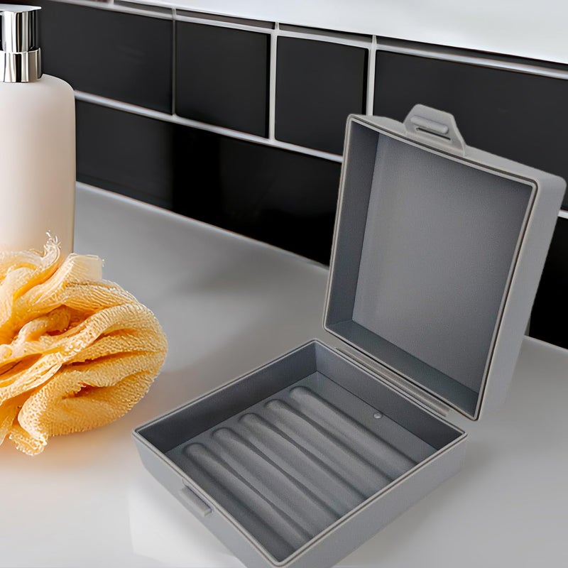 Elimeta Soap Container  Square Bar Soap Holder Fit Dr Squatch Soap  Travel Soap Case (Matt Grey) - Image 2